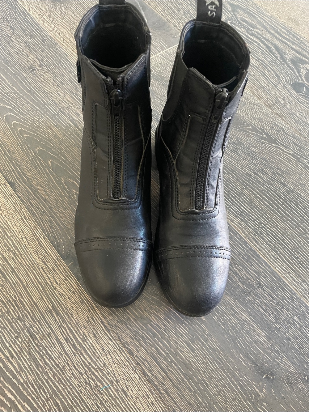 Women's Black Zip Front riding Ankle Boots